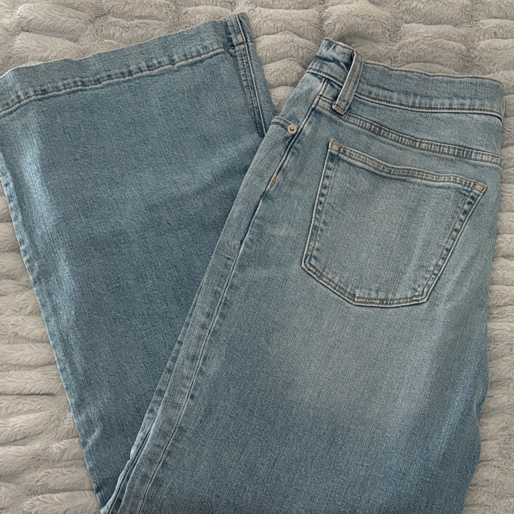 Wide Leg Women's Jeans - Light Blue Denim Flare